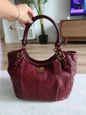 Coach Madison Abigail Burgundy Leather Hobo Shoulder Bag 18612